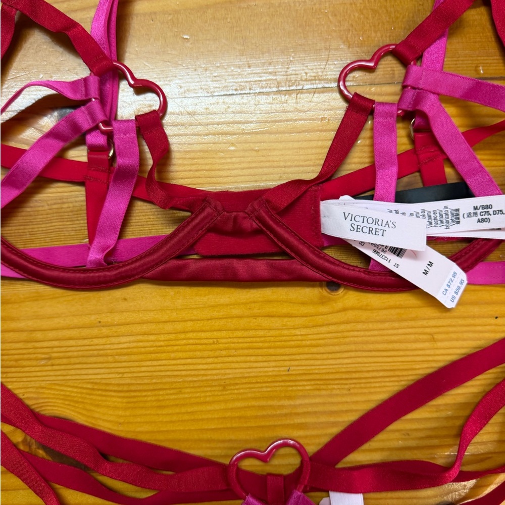NWT Victorias Secret Very Sexy Heartware Open-Cup Strappy Caged Demi Bra Set - Picture 4 of 8